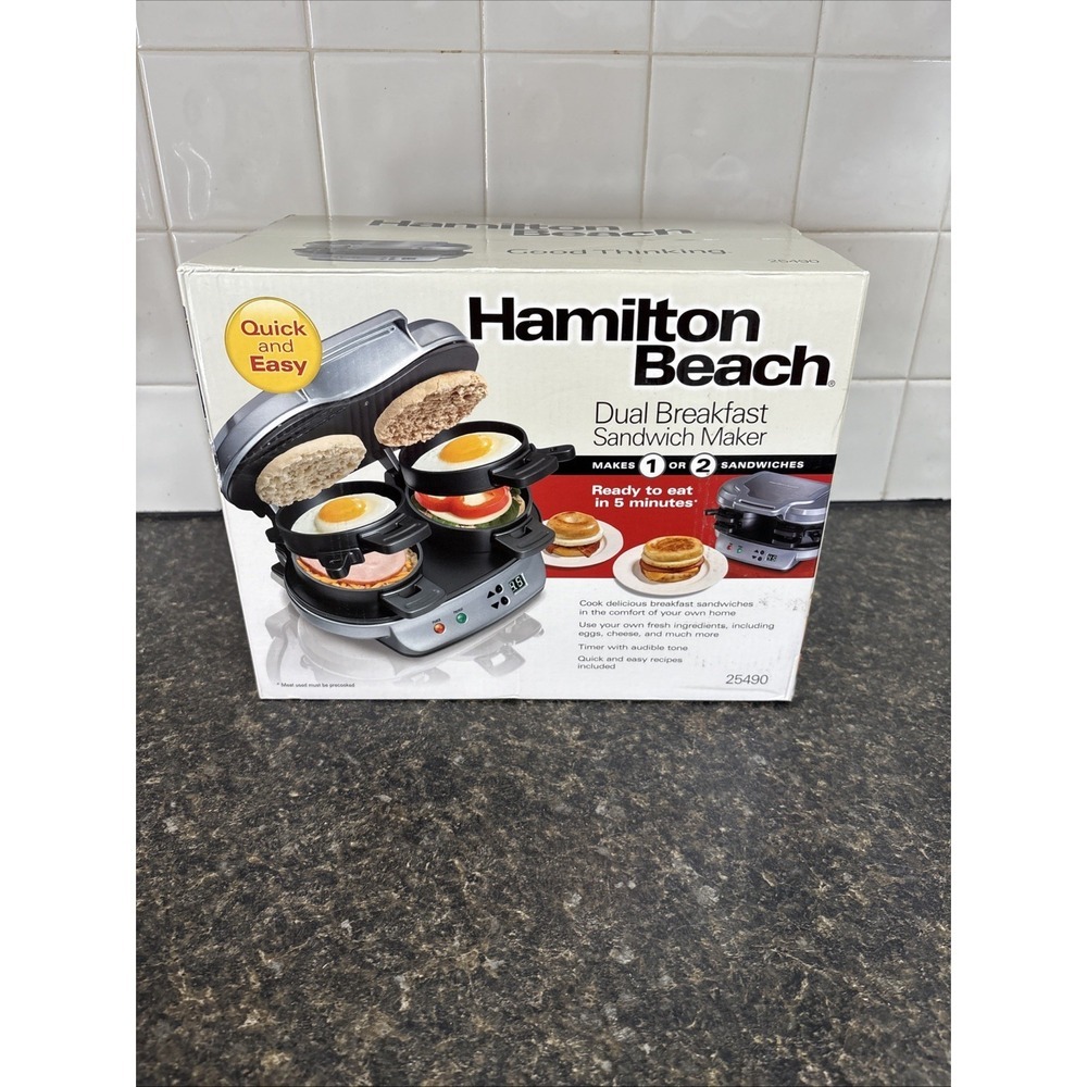 Hamilton Beach 25490 Dual Breakfast Sanwhich Maker Quick Meals New In Box